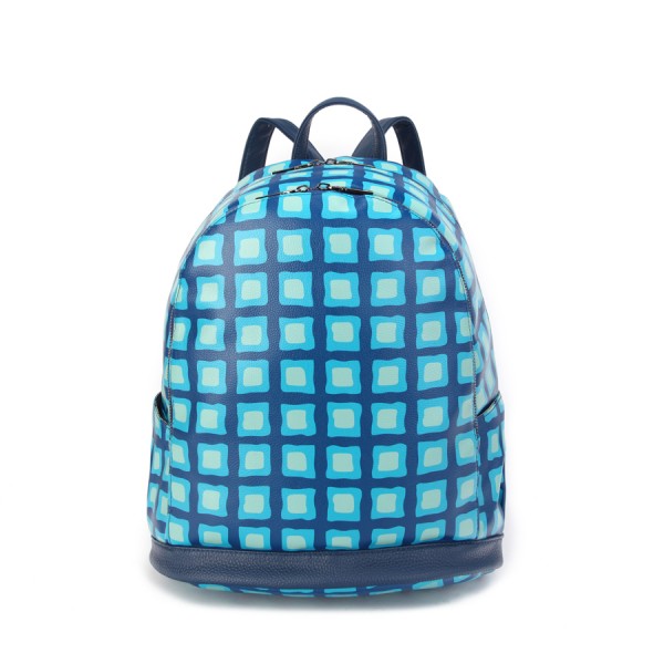 Женский рюкзак OrsOro D-447 голубые квадраты на синем