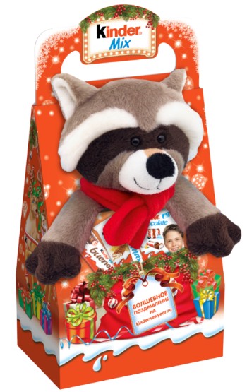 Новогодний набор Kinder Mix Plush Енот 137,5 г