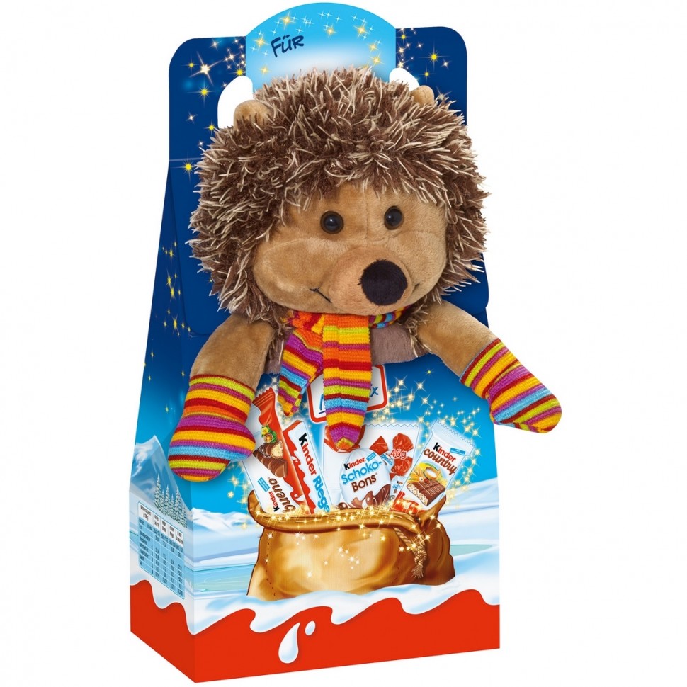 Киндер ежика. Kinder Maxi Mix новогодний подарок. Шоколад kinder Mix, с игрушкой. Новогодний подарок Киндер с игрушкой. Подарочный набор Киндер с мягкой игрушкой.