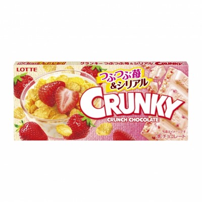 Шоколад Lotte Crunky с клубникой и кукурузными хлопьями 45 г